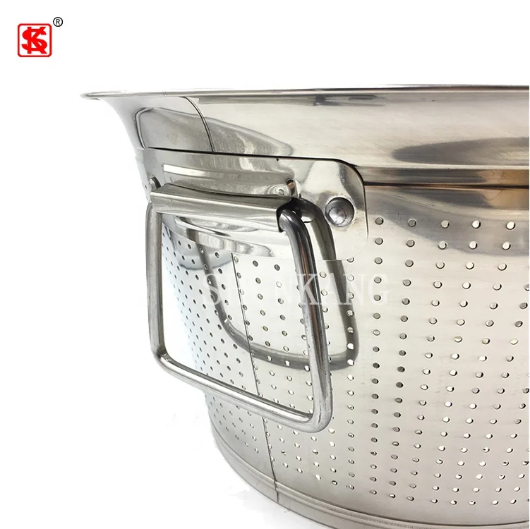 Multi - Function Stainless Steel Big Colander Metal Bucket with Hole for Cleaning