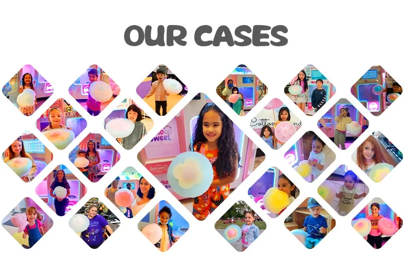 Outdoor led display screen magic automatic food fresh sweet cotton candy vending machines