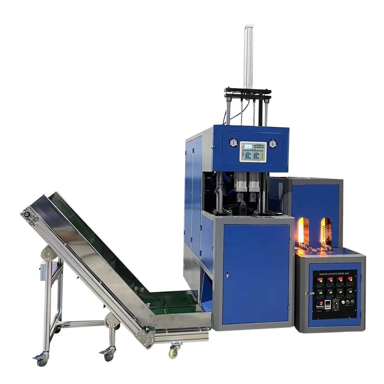 2 Cavities hz880 auto drop Semi Automatic PET Plastic Bottle Making Blowing Machine with preform autoloader Price