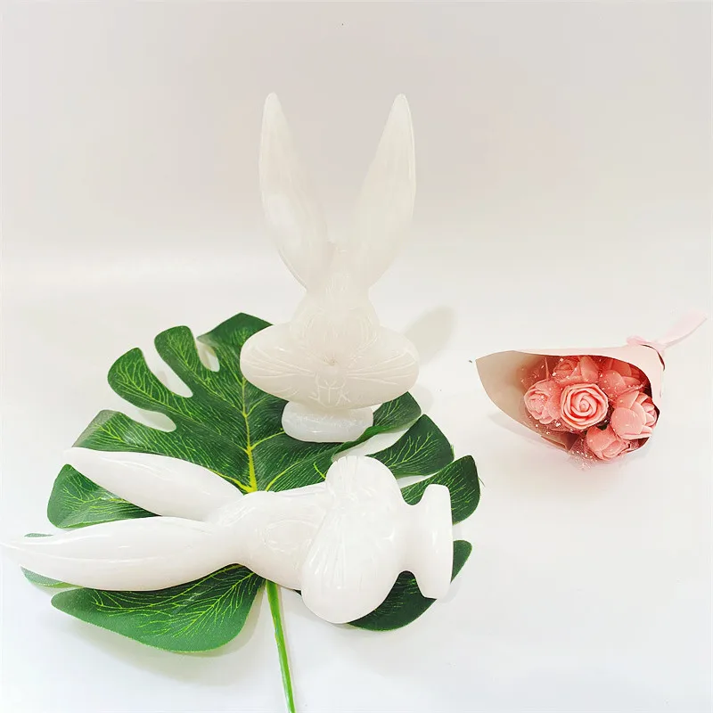 
Lovely Natural Wholesale Beautiful High Quality White Marble Jade Rabbit Carved Ornaments For Gift LSY 
