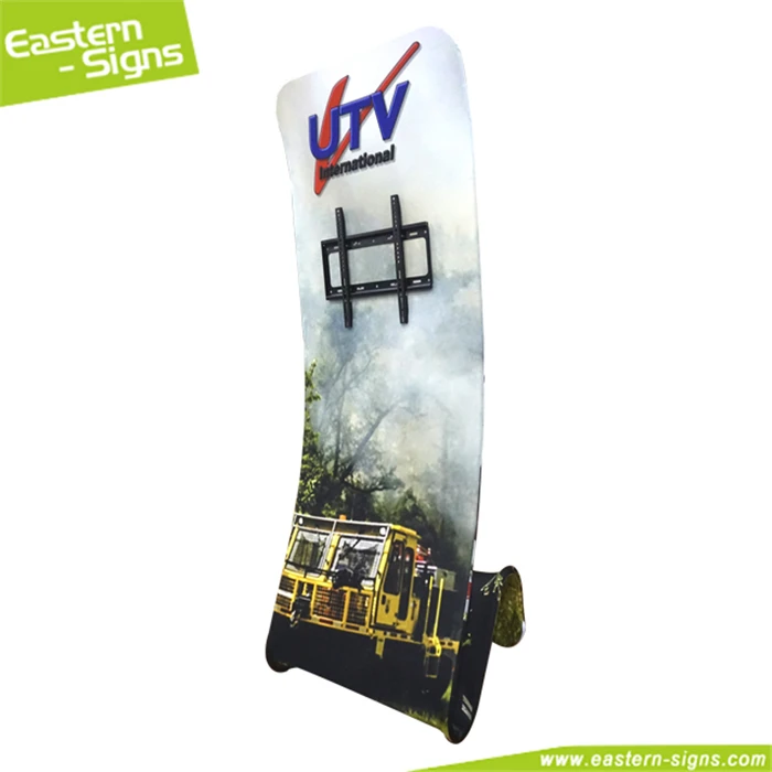 New style anodized aluminum pole trade show display cosmetic luxury tv stand with led lighting