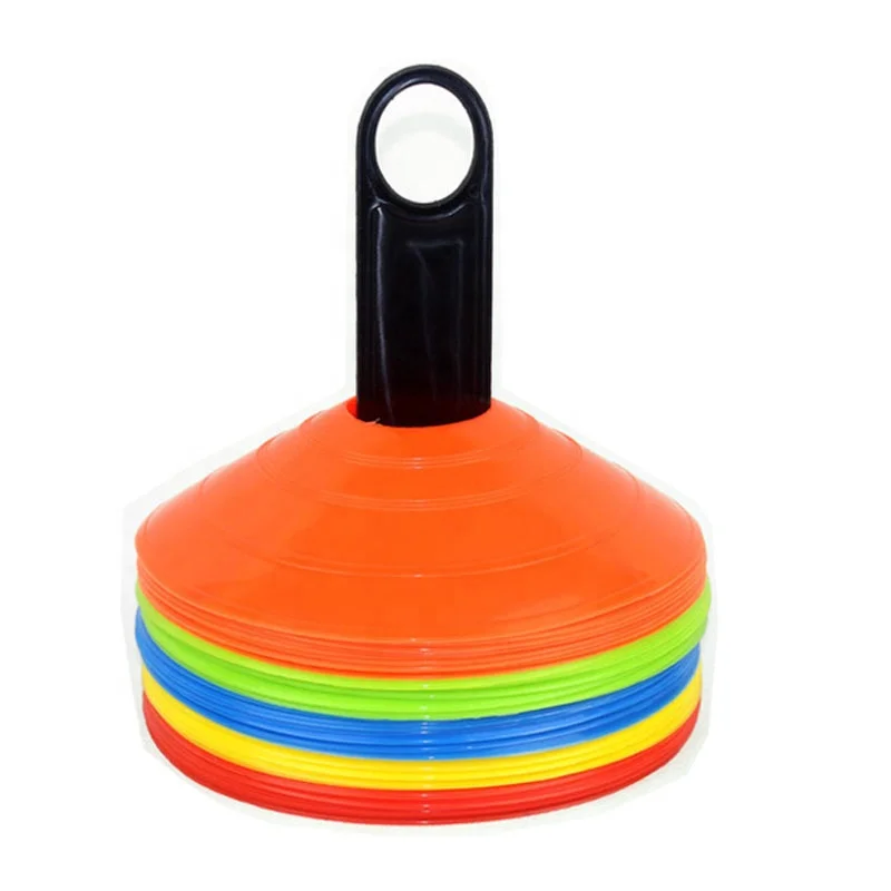 Premium Quality 50 pack Training Football Kids Sports Cones Disc Cones Agility Soccer Cones with Carry Bag and Holder