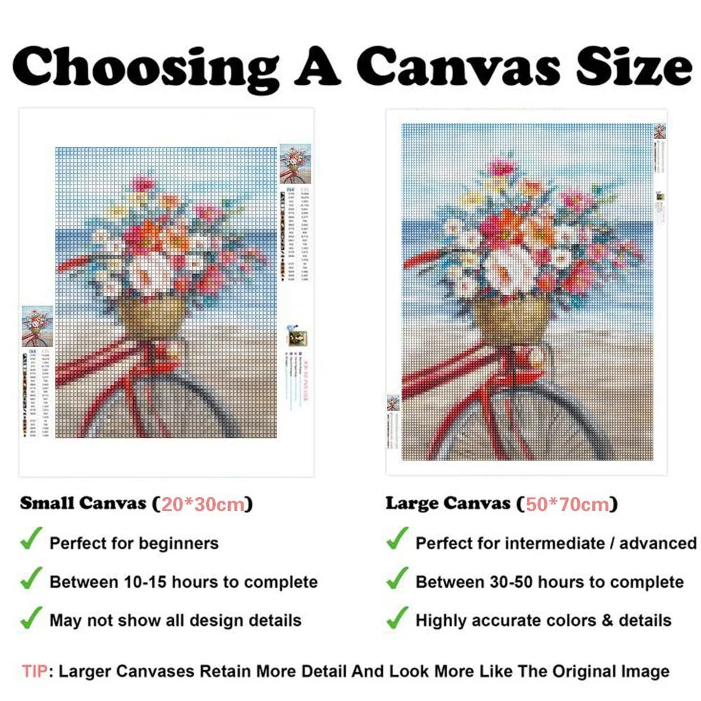 FIYO Flower Bicycle DIY 5D Diamond Painting Full Drill Kits Home and Kitchen Fashion Crystal Rhinestone Cross Stitch