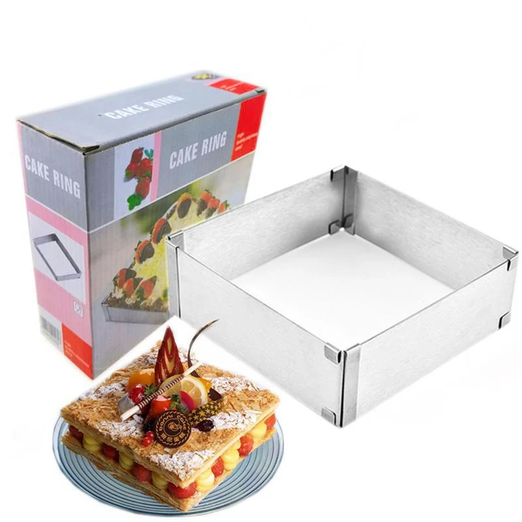Stainless Steel Cake Decorating Kitchen Baking Molds Cake Tools Adjustable Retractable Square Mousse Ring Moulds Cheap Wholesale
