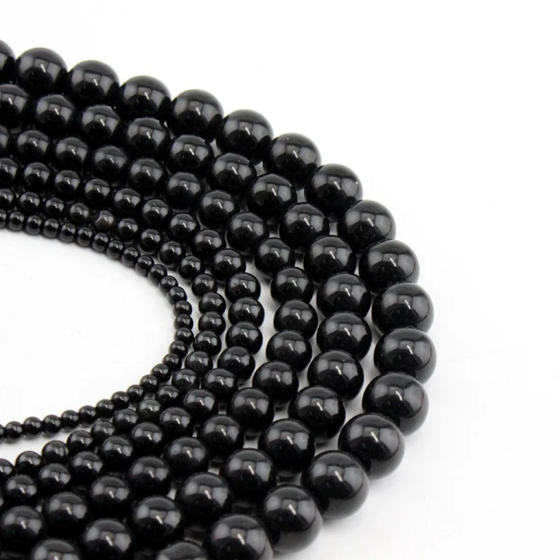 Black Onyx  Loose Beads by StringAAA Grade 3 mm to 14mm Round gemstone Beads Through Hole Natural   Semi Precious Beads