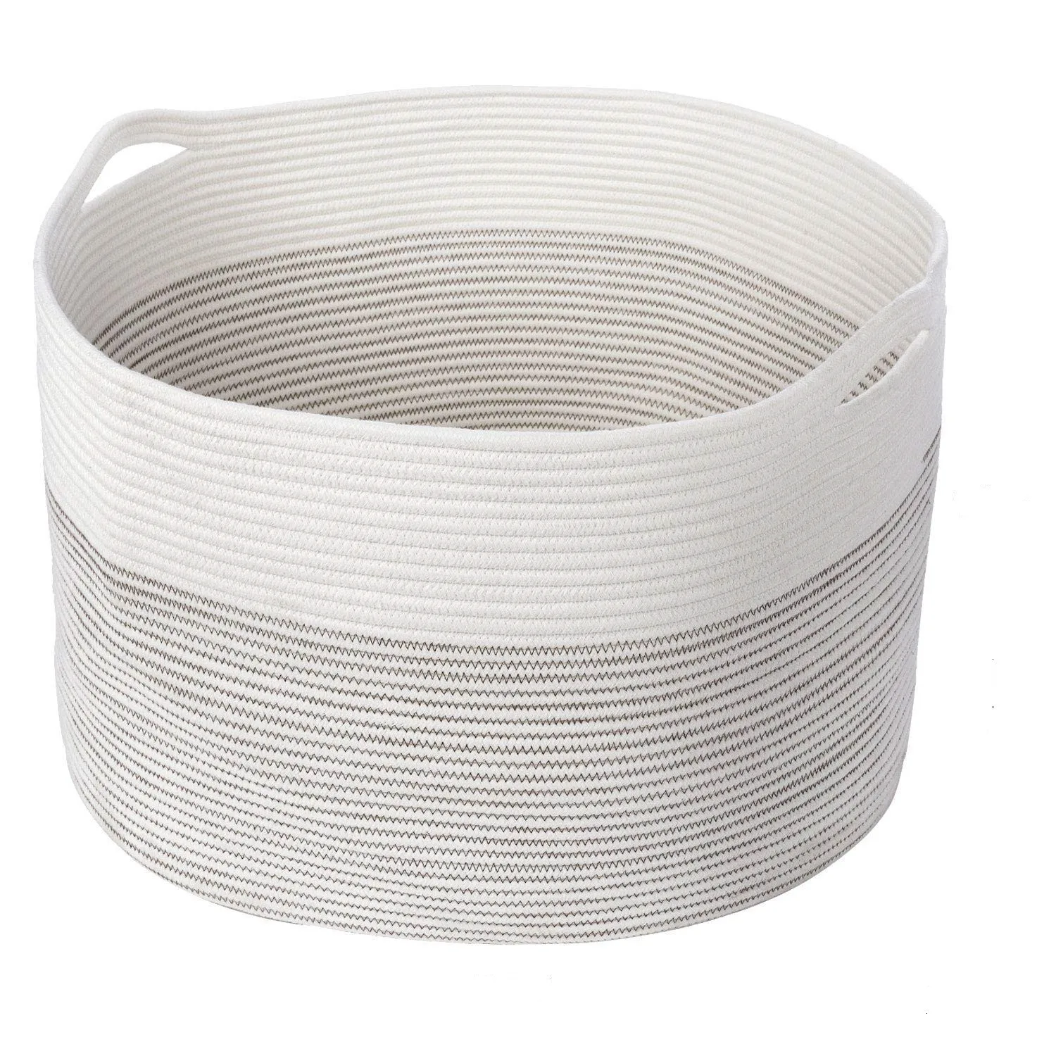 factory sale large woven cotton rope storage laundry basket with durable handles