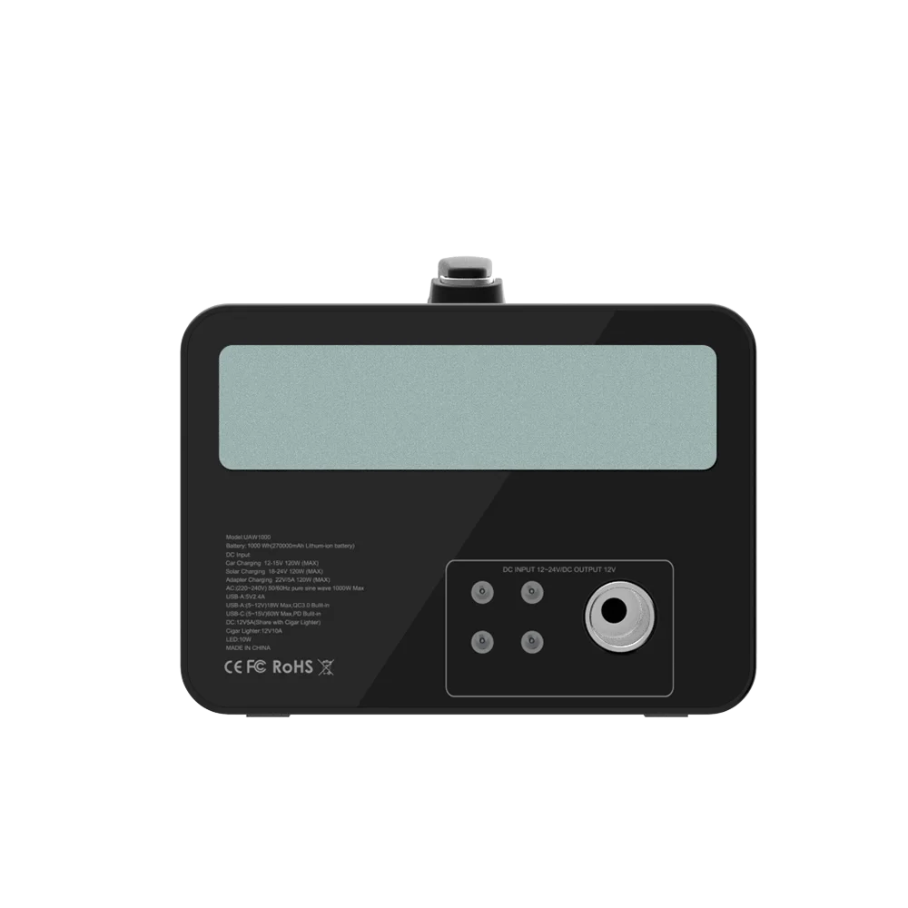 Portable Power Station 1000Wh Backup Lithium Battery 110V/220V Pure Sine Wave AC Outlet Solar Generator for Outdoors Travel Hunt