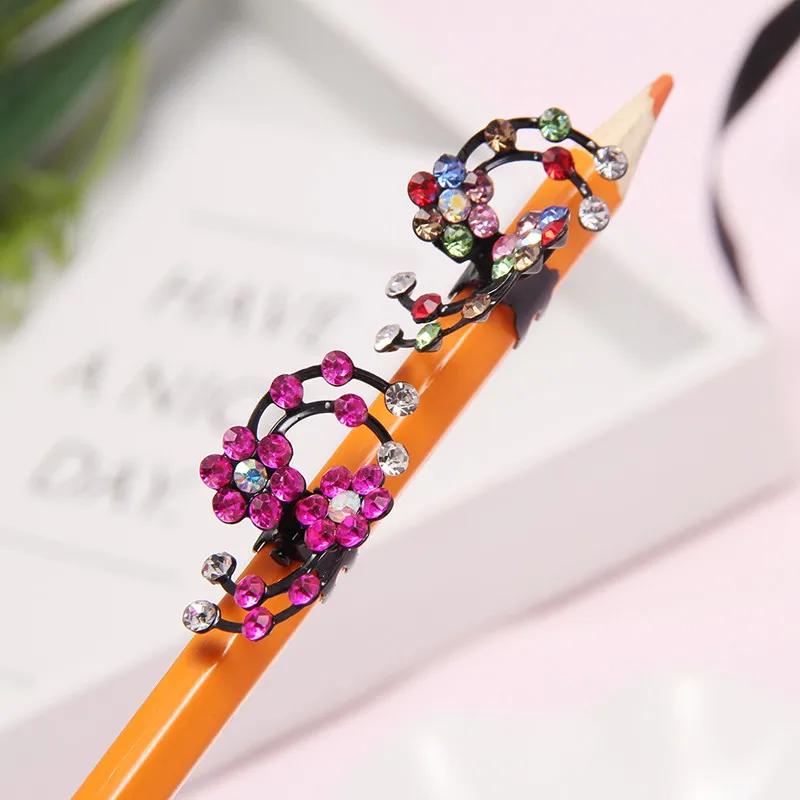 Mini Hair Clips Metal Mini Jaw Clip Blossom Rhinestone Crystal Claw Hair Clip