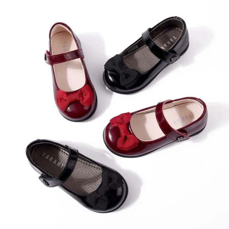 
Taranis spring new black soft sole princess black drsee shoes for baby girl with butterfly design 