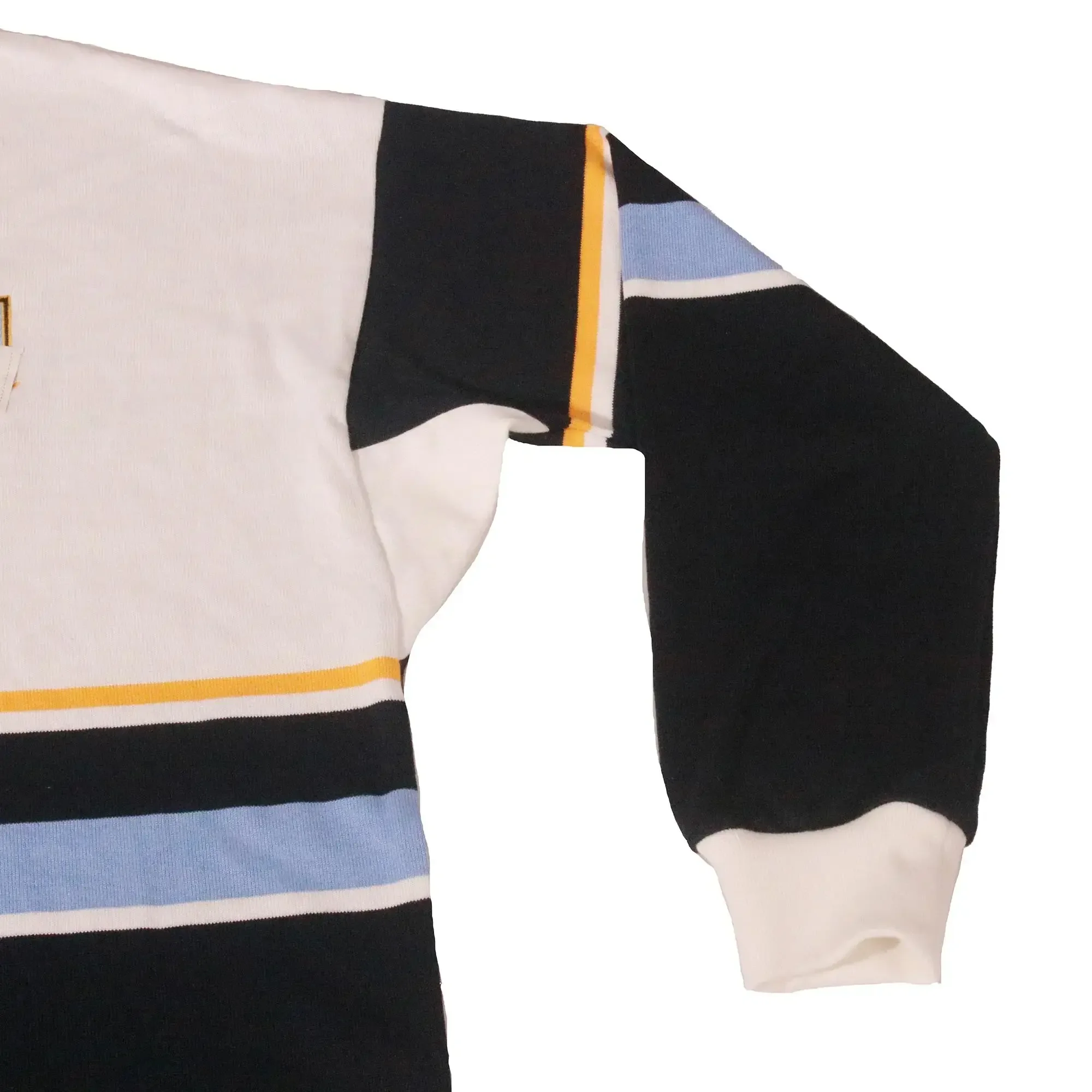 Traditional Knitted Rugby Jersey with Triangle Patch CVC Cotton Loop Placket Long Sleeve Rugby Shirt Rugby Jumper