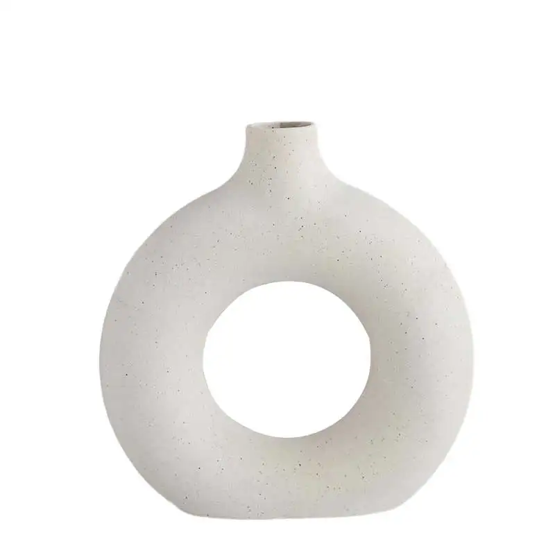 Cheap Nordic Modern Clear Vintage Luxury Porcelain Flowers Bud White Decor Flower Vases Donut Ceramic Vase For Home Decoration
