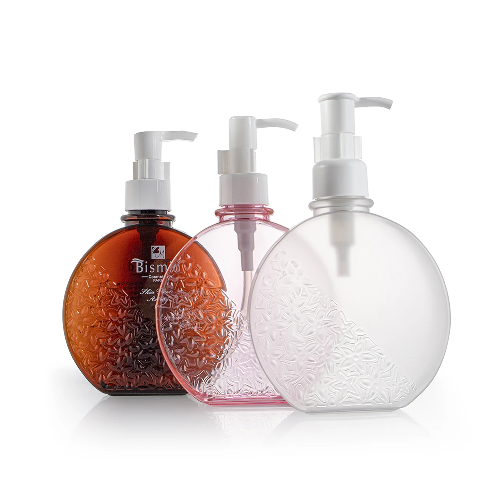 body oil pump bottle 250 ml special shaped hair oil bottle hot selling haircare petg bottle amber hair oil packaging