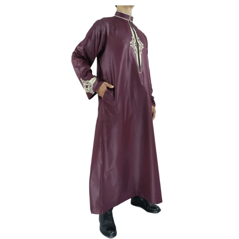 Muslim Arabic Men Jubba Thobe Button Robe Pants Clothes Suit Abaya Saudi Arabia Eid Turkey Kurtas Islamic Muslim Clothing