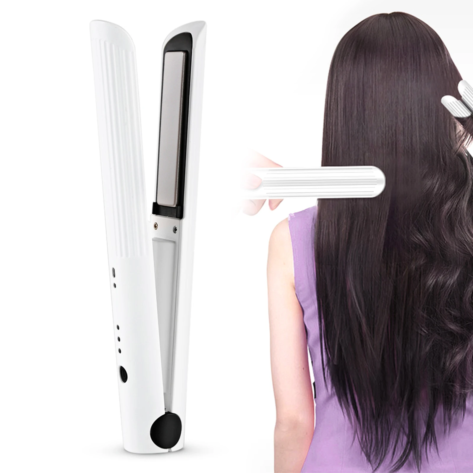 Vkk Custom Logo 2 in 1 Flat Irons Hair Stretcher Mini Cordless Hair Straightener Curler