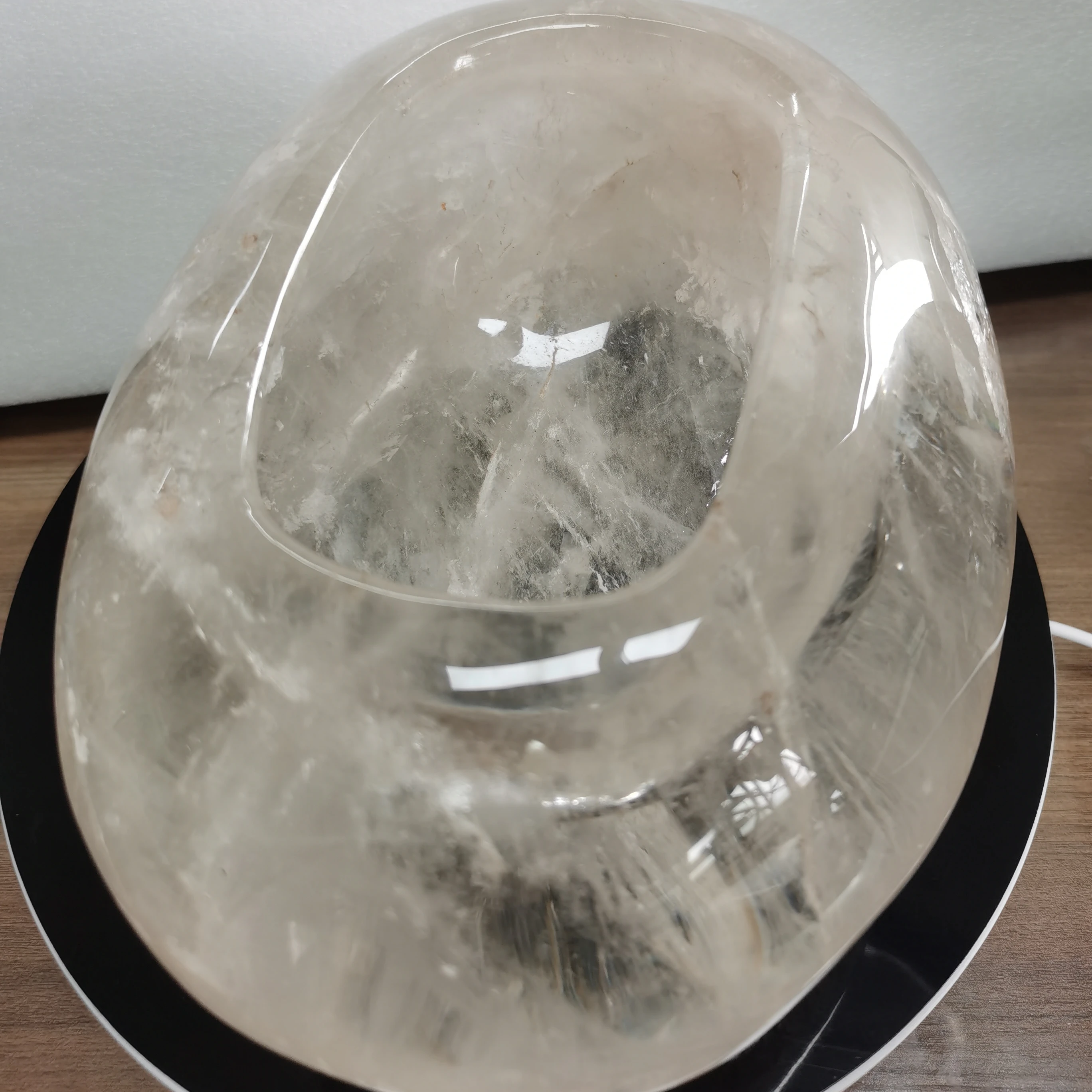 Luxury clear quartz fluorite crystal bowl gift oval shaped crysta singing bowl jar for Home decoration