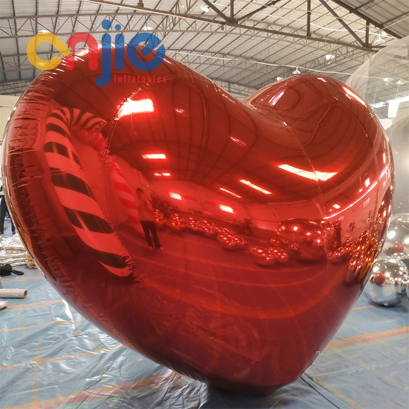 PVC Inflatable Wedding Party Love Decoration Heart shaped mirror ball hanging from ceiling