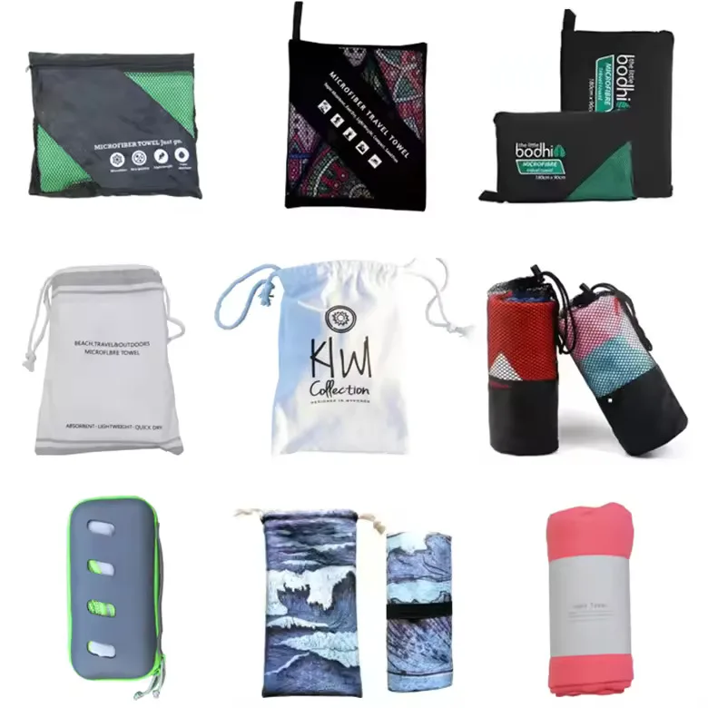 Multi-purpose 100% Microfiber Fabric Super Absorbent Quickly Drying Suede Plain Color Sublimation Printed Beach Towel