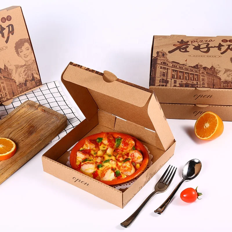 Custom printed pizza boxes with logo 12 inch eco friendly storage box takeaway delivery wholesale package food grade packaging