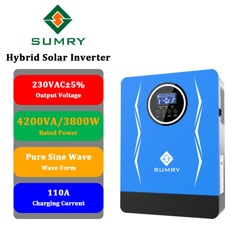 SUMRY 4200VA/3800W 24V 55-450VDC MPPT solar charge Pure sine wave inverter Programmable supply priority for PV battery or Grid