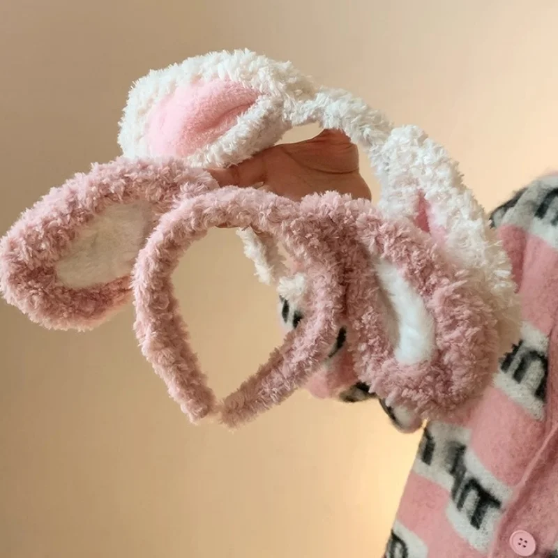 Bunny Ears Costume Plush Cute Cosplay Dress up Bunny Costume Faux Fur Rabbit Ear Headband for Kids and Adults