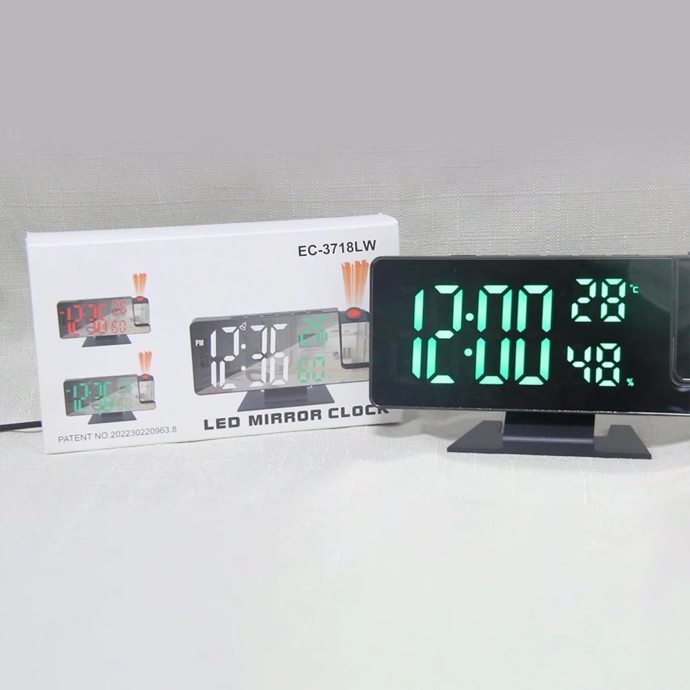 EMAF Thermometer Electronic Led Projector Alarm For Bedrooms   Chargers Projection Clock bathroom mirror with led lights