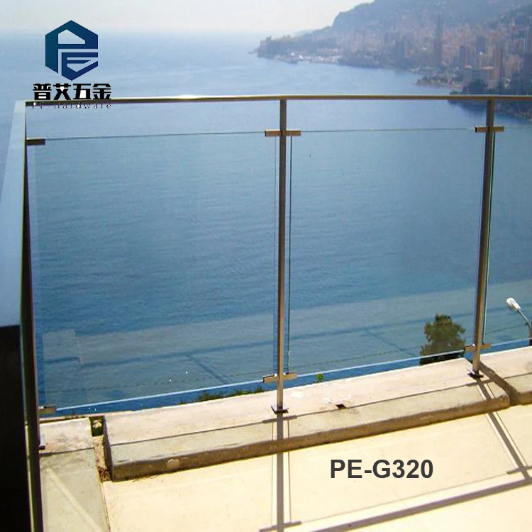 SS 304/316 stainless steel flatbar balcony handrail terrace tempered glass balutsrade deck Railing for residential project