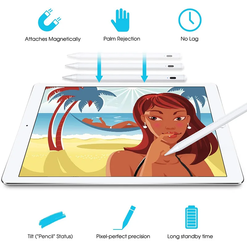  2021 цифровой стилус для сенсорного экрана 2-го поколения Ipad Apple Pencil 2 с высокой точностью наклона отвода ладони