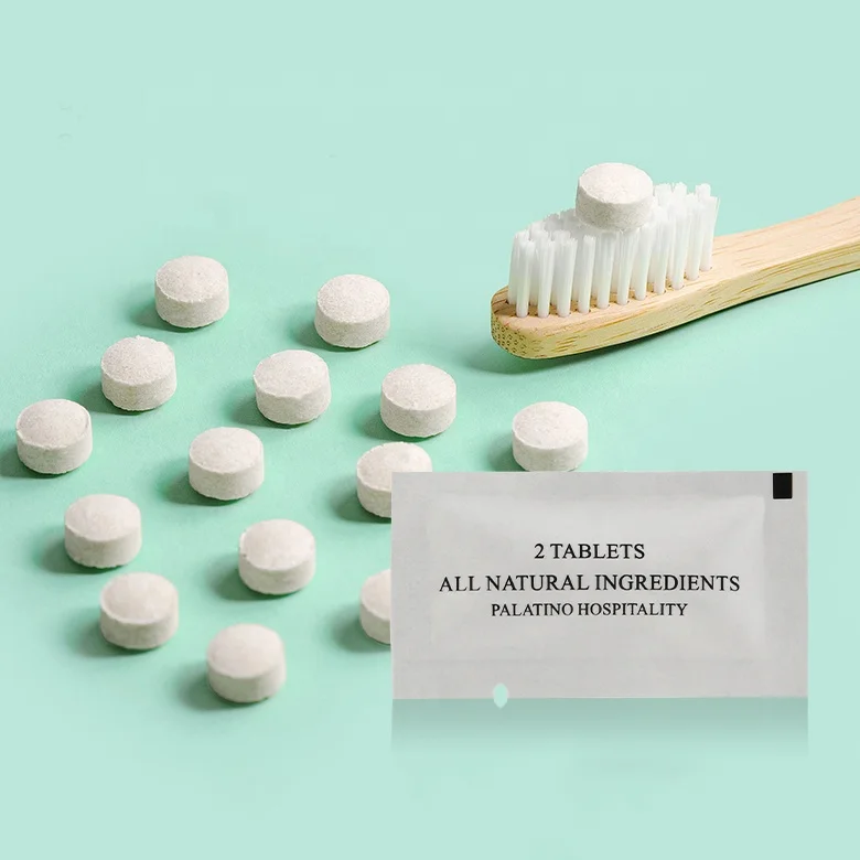 Custom Portable Hotel Eco Friendly Kraft Paper Packaging Bag Disposable Solid Dental Toothpaste Tablet