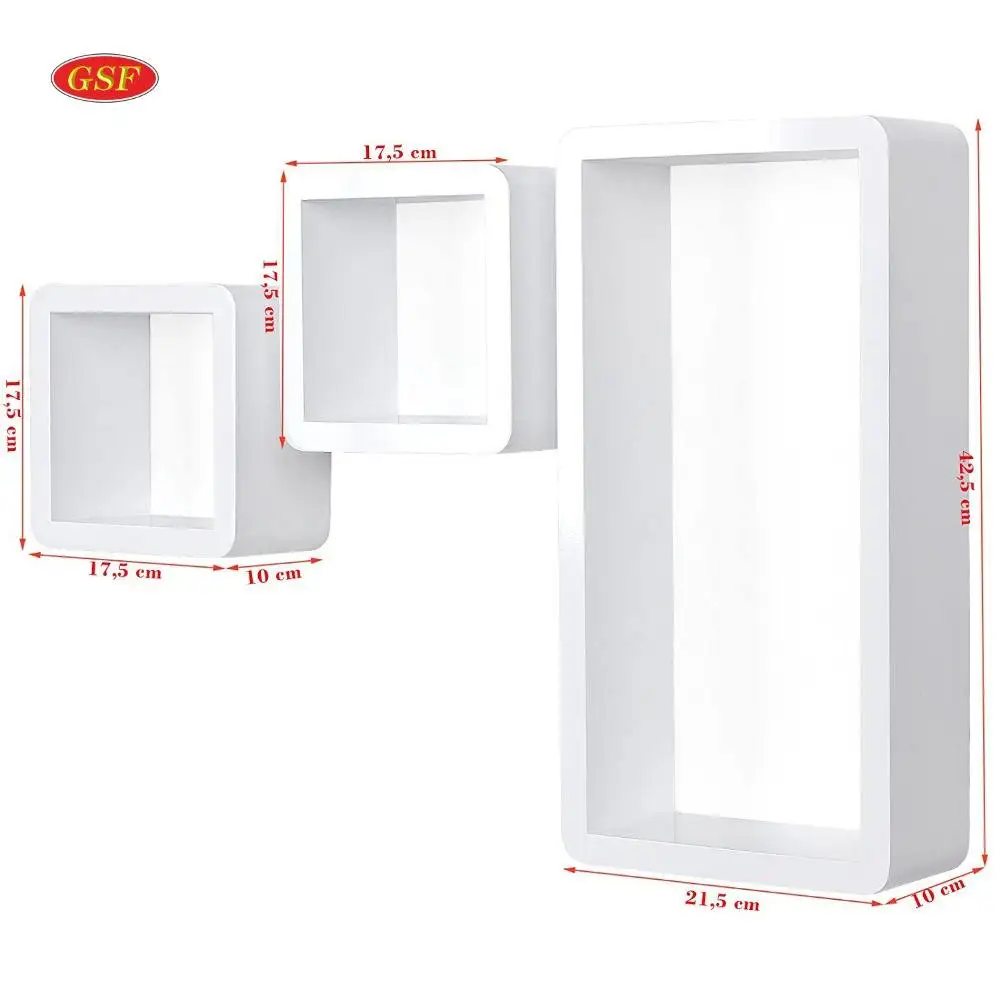 Wooden MDF decorative cube wall mount shelf living room modern wood floating wall shelf