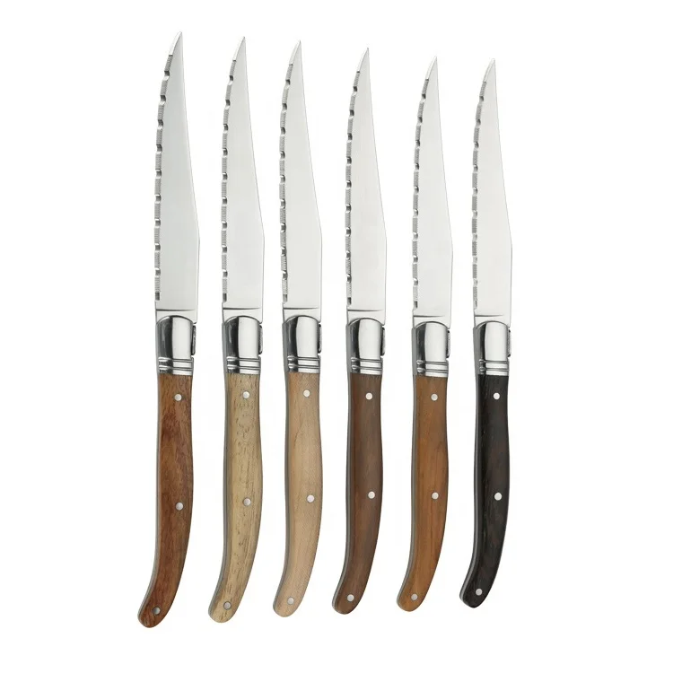 Shiny Merbau Oak Walnut Olive Kitchen Steak Knives Tableware Dinner Knife