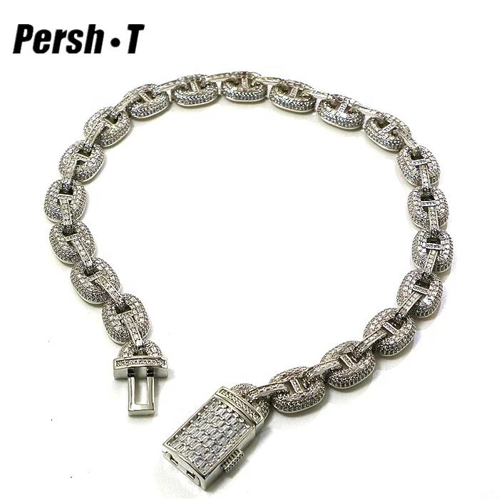 Wholesale 13mm Hip Hop Jewelry Iced Out Cubic Cz Zirconia Diamond Prong Cuban Link Chain