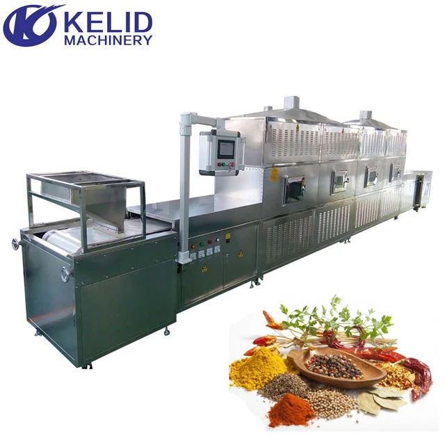 Industrial Tunne Belt Conveyor Microwave Pepper Powder Tea Herbs Leaves Nut Spice Grain Sterilization Dryer Drying  Machine
