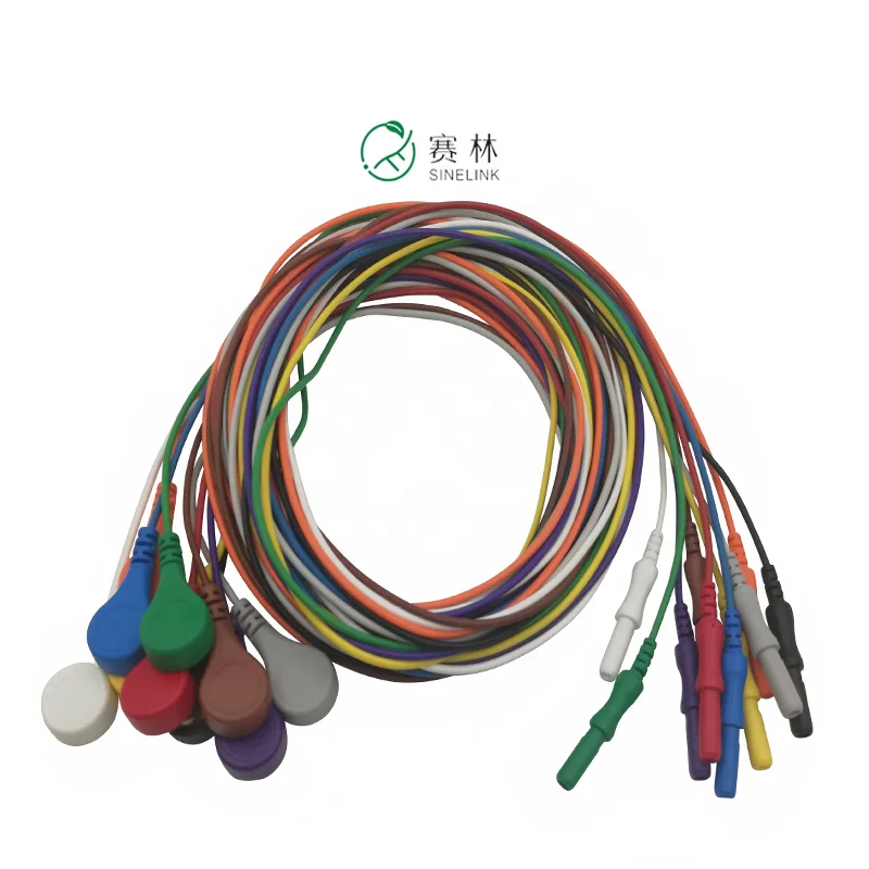 Factory shipped Holter ECG Recorder Biocare Electrocardiogram botton  electrode Colorful Snap holter 10 lead Cables