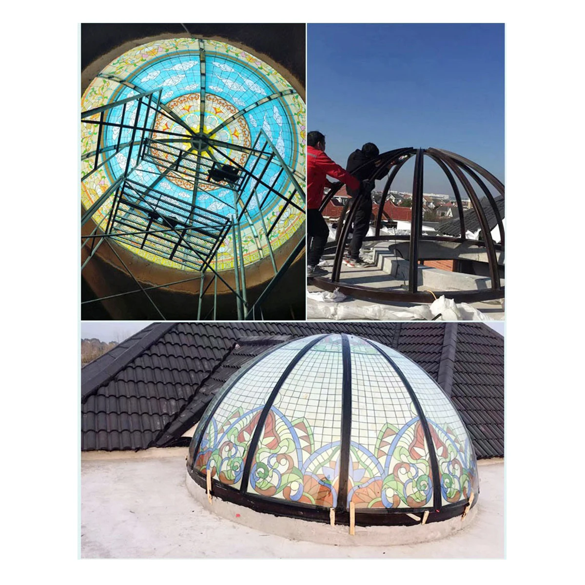 High Quality Stained Glass Prices For Roof Window Skylight Profile Roofing Multicolor Glass For Dome Stain Decor Ceiling Panels