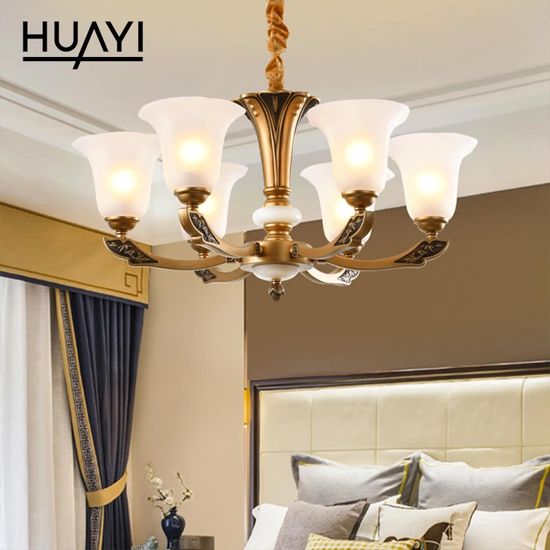HUAYI High Quality Luxury Design Modern Home Hotel Golden Decoration E27 Hanging Chandelier Light