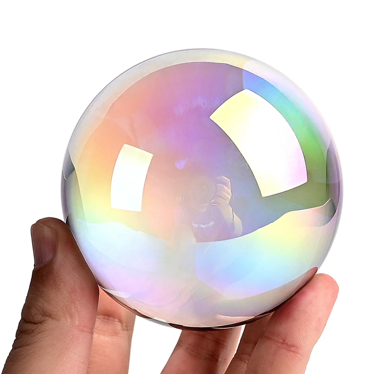 JY crystal crafts  Plating Color K9 glass Ball 3d Laser Engraving with Crystal Wood Base