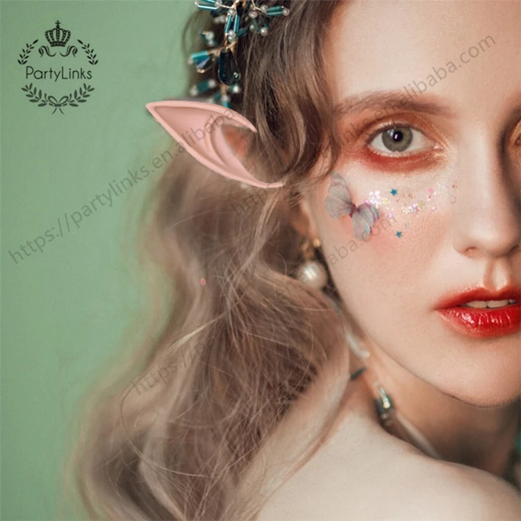 1Pair Cute Elf Ears Halloween Christmas Fairy Cosplay Accessories Costume Decoration Event Party Supplies Real Touch Latex Ear