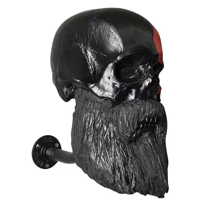 Resin Skull Rack Motorcycle Helmet Rack Red Rack Wall-mounted Hooks for Hanging Hats Baseball Football Helmets