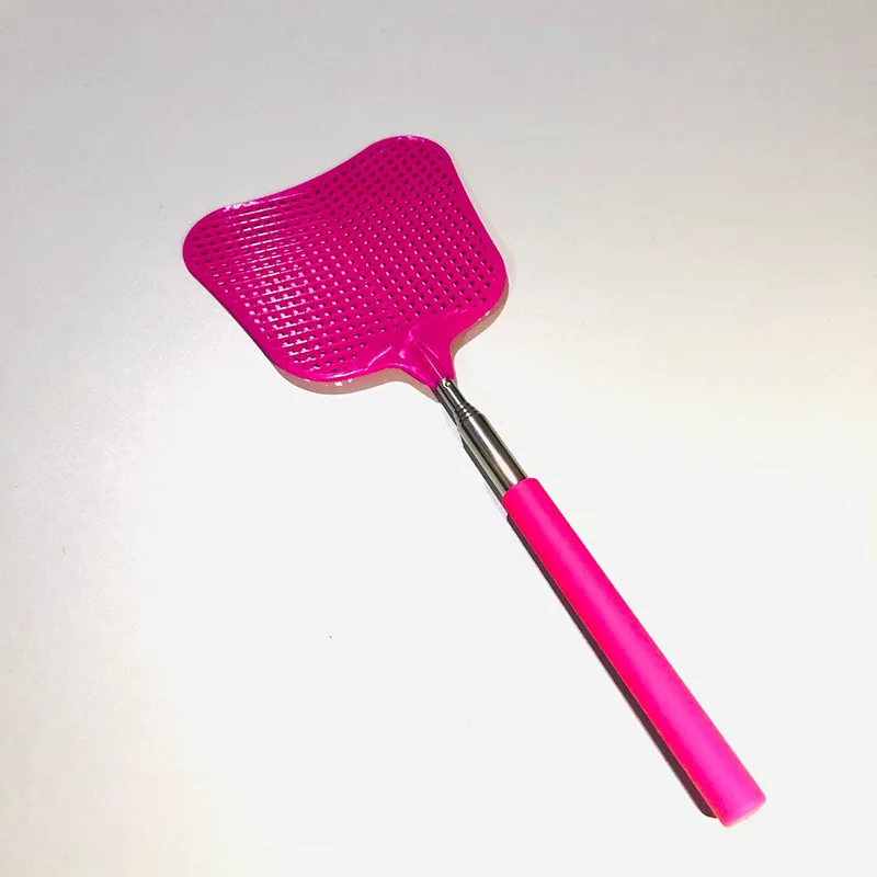 74cm Retractable Manual Plastic Fly Swatter Telescopic Fly Swatters with Long Stainless Steel Pole