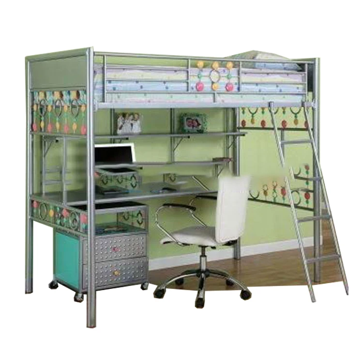 Metal Frame Bunk Bed with Desk for Adults