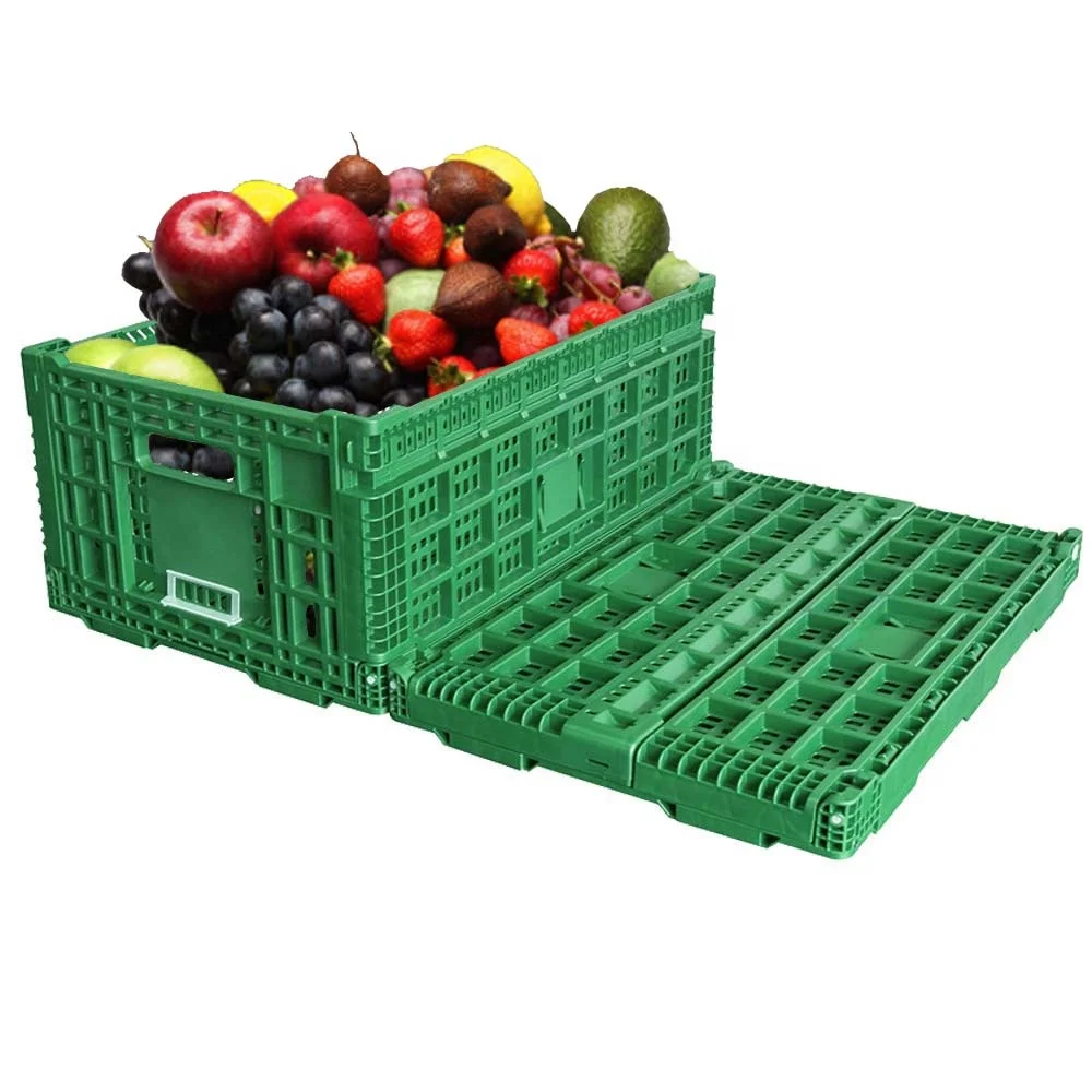 Longshenghe Recyclable Feature and Apparel Industrial Use Mesh Plastic Folding Crate Storage Transporting Box Crates