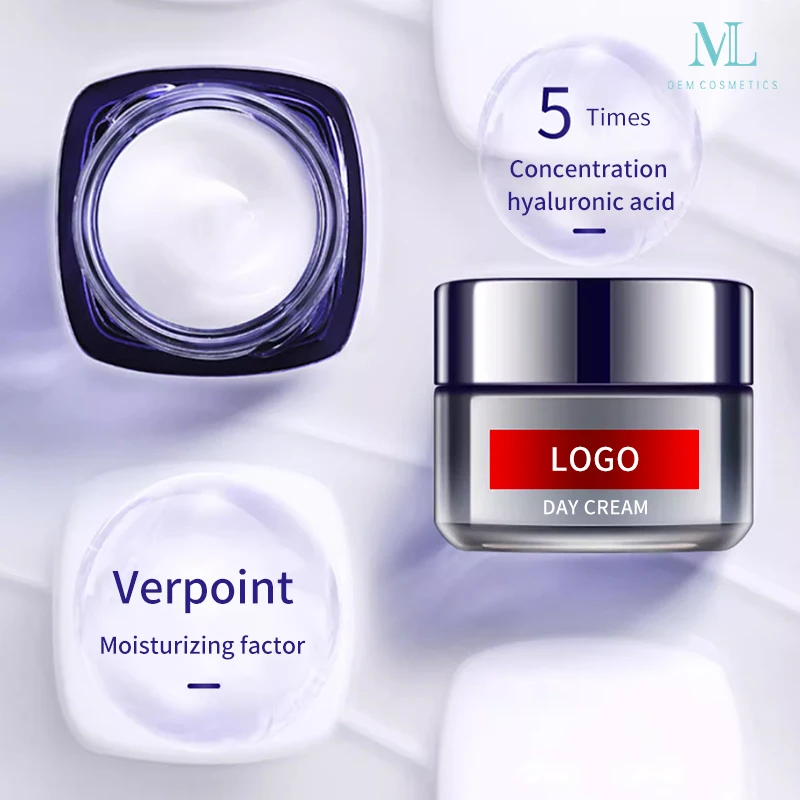 Cosmetics Manufacturer Private Label Face Care Lotion 30g 50g Moisturizing Hyaluronic Acid Day Night Cream