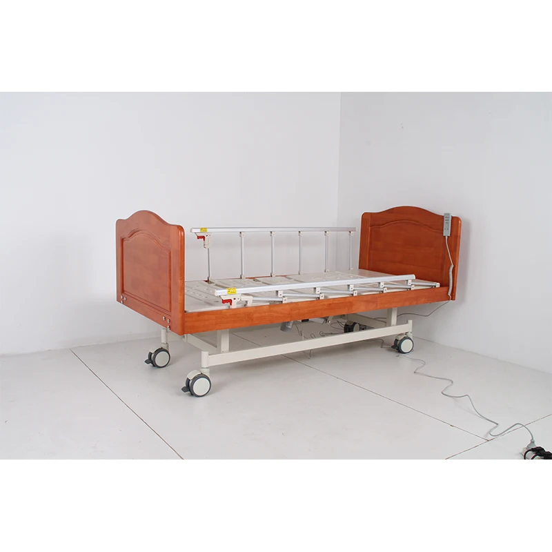 Factory Price Medical Furniture with 3 Motors for Sale, 3 Function Hospital Electric Medical Bed with Wood Head-Foot Board