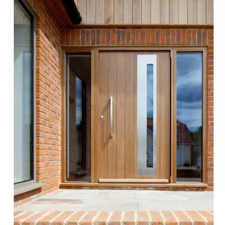 modern house entry wooden doors exterior China high quality good price front entry door modern smart lock entrance pivot door