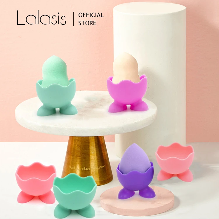 Lalasis cute design women beauty tools cosmetics sponge storage drying rack soft silicone makeup sponge holder