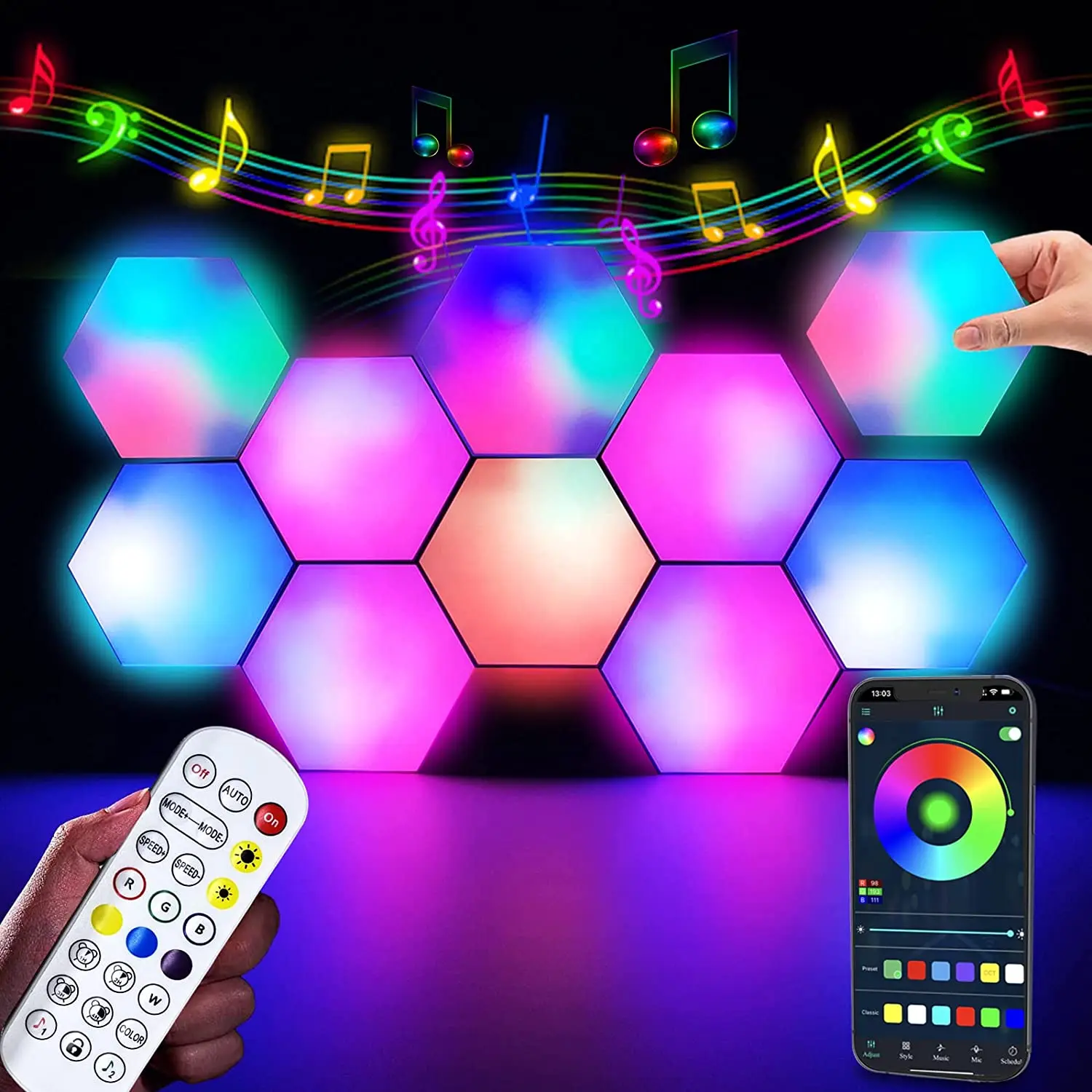 DIY Geometry Hexagon Gaming Light Dream Color LED For Wall Decoration Usb Smart Home Light