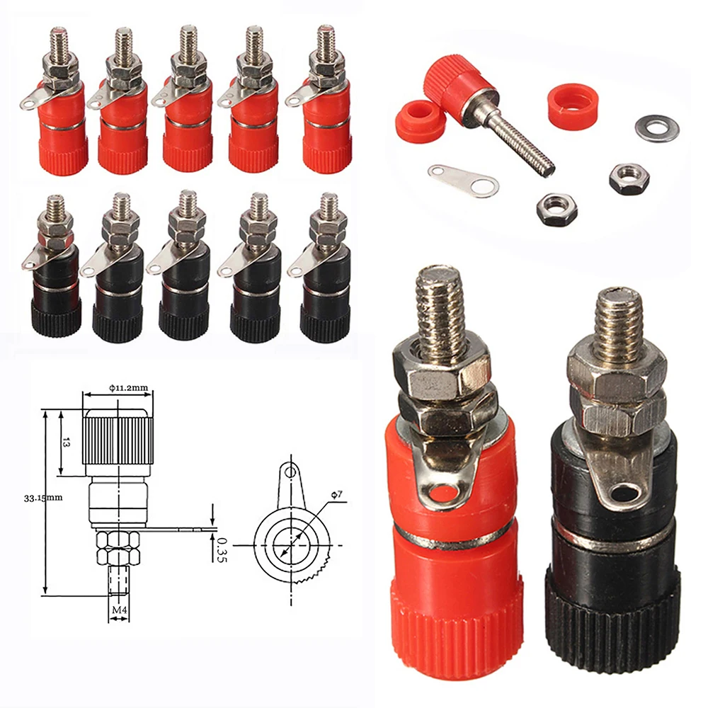 4x34mm Banana Socket Nickel Plated Binding Post Nut Banana Plug Jack Connector