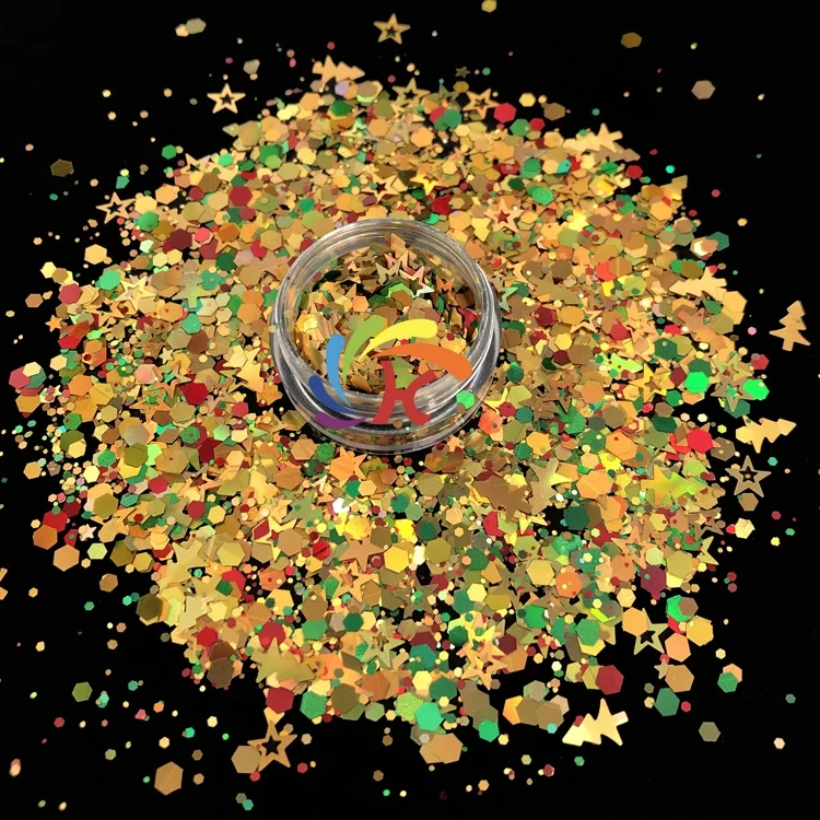 Christmas Polyester Chunky Mix Shape Glitter for Resin Craft Nail Art