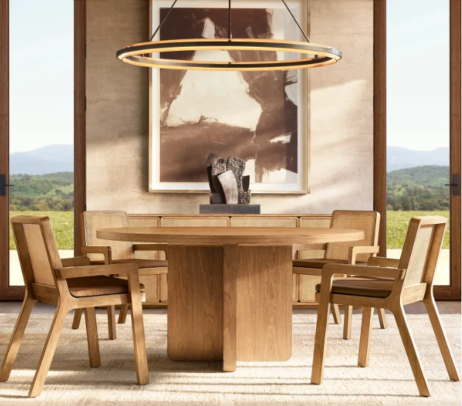 American Customization Luxury Dining Room Furniture Round Wooden Dining Tables With Chairs