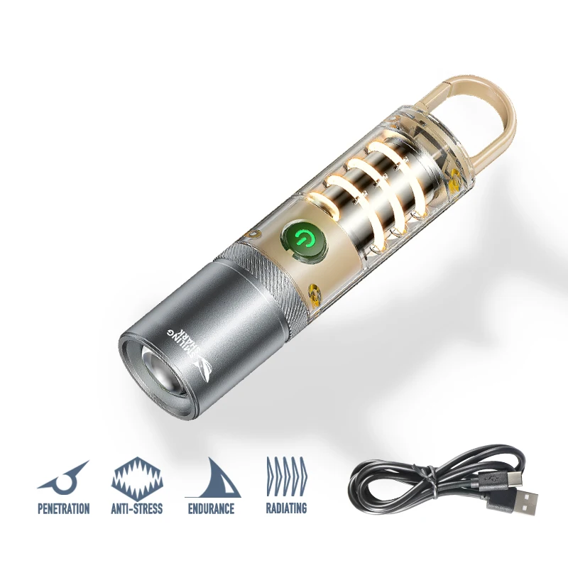 Lasting Powerful Flash Light XHP50 5 Modes SOS Emergency Torch Light Zoom Rechargeable LED Flashlight